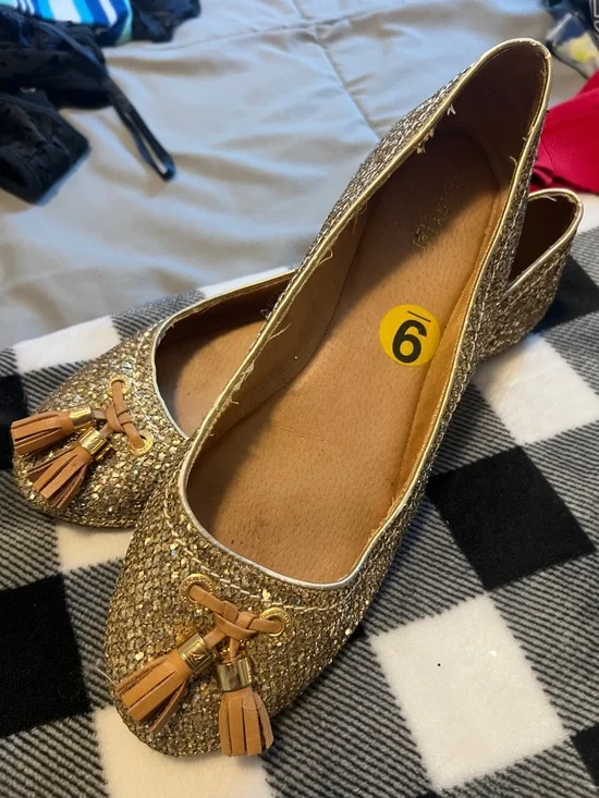 Sperry Gold Glitter Tassel Ballet Flats - Picture 2 of 4